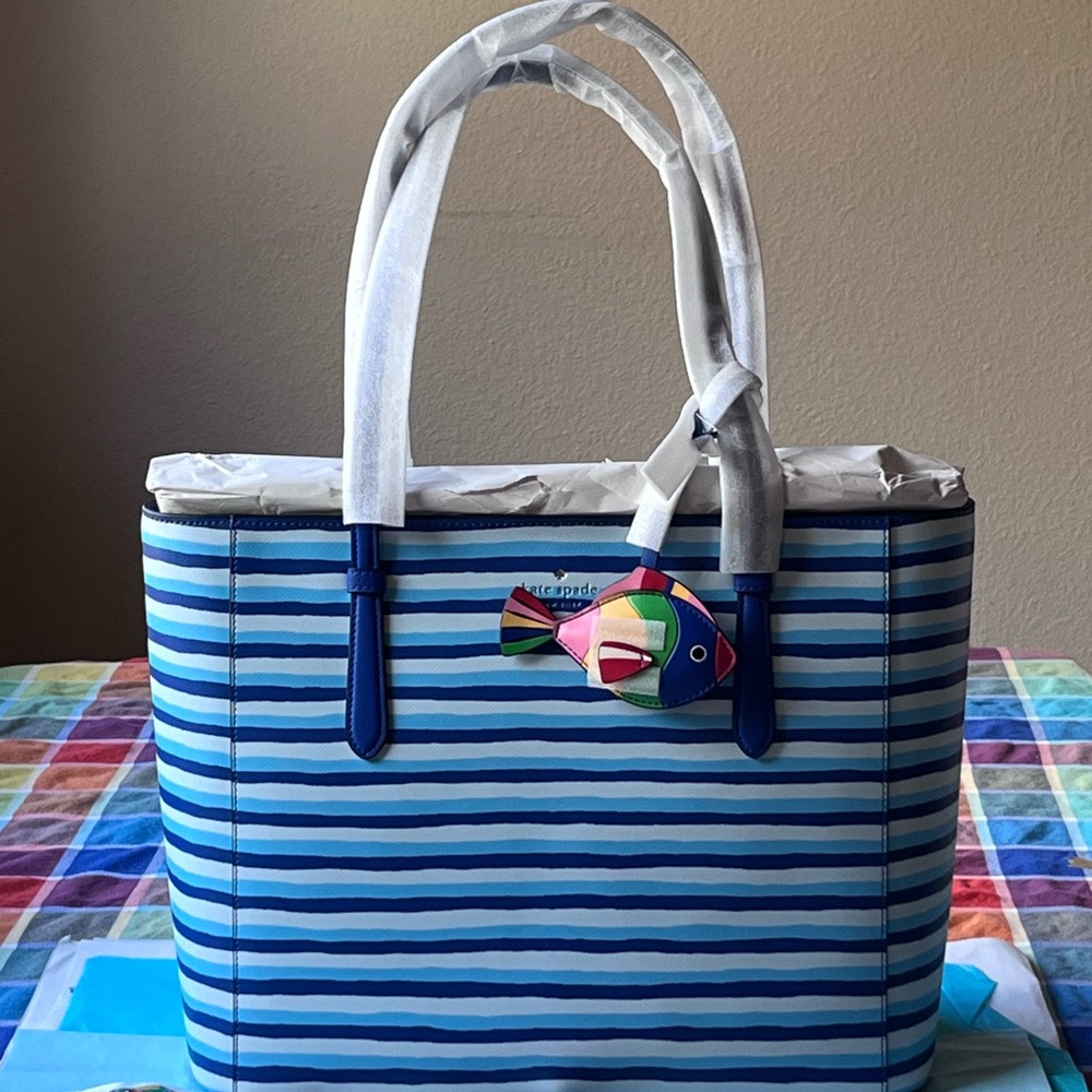 ๐ KATE SPADE SCHUYLER WAVE STRIPED TOTE ๐ NWT ๐ - Picture 12 of 16